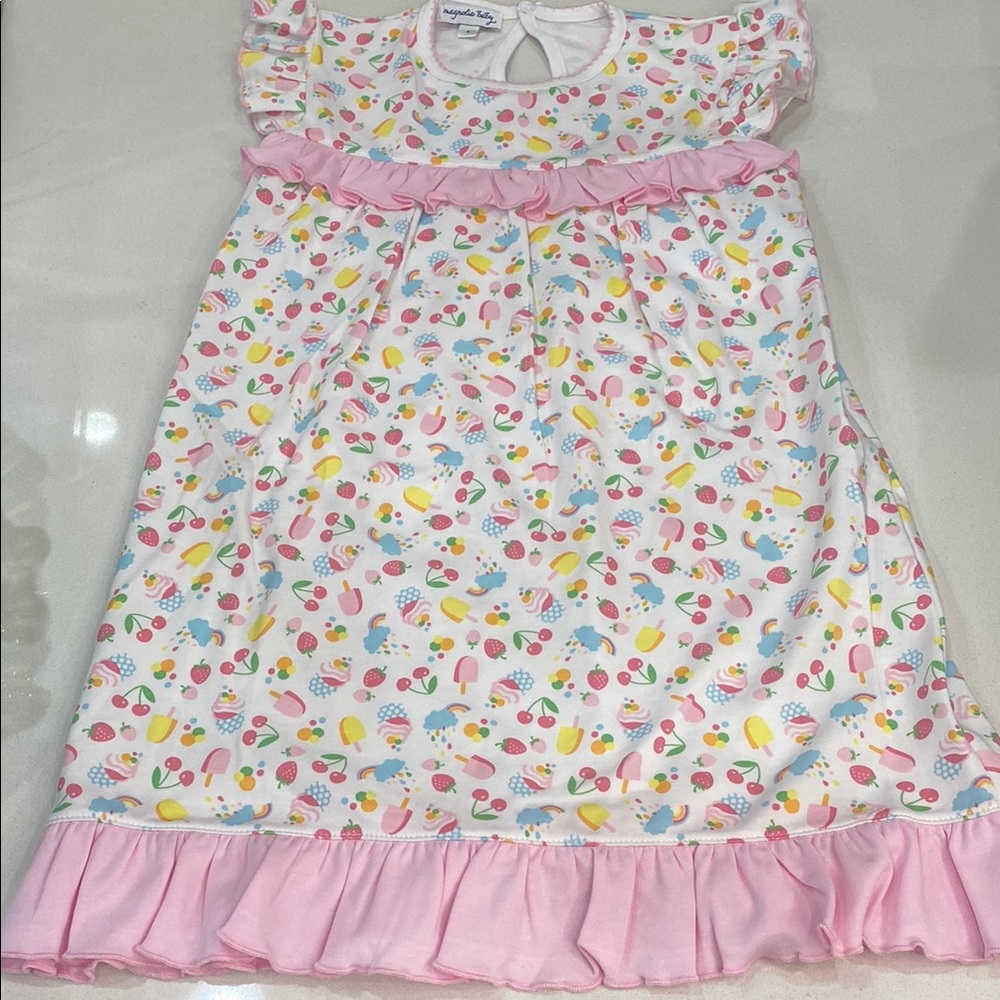 Magnolia Pink and White Nightgown with Floral Design
